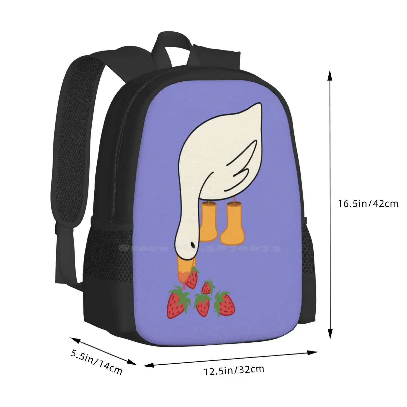 بطة مع الفراولة رائجة البيع حقيبة مدرسية على ظهره حقائب الموضة الفراولة Cottagecore أبيض أصفر أحمر الصيف الربيع الغذاء #3
