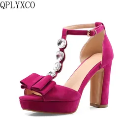 QPLYXCO 2017 New sale Big Small Size 32-46 Summer Style Sandals fashion Elegant Lady High Heel(10CM) wedding Party shoes 2091
