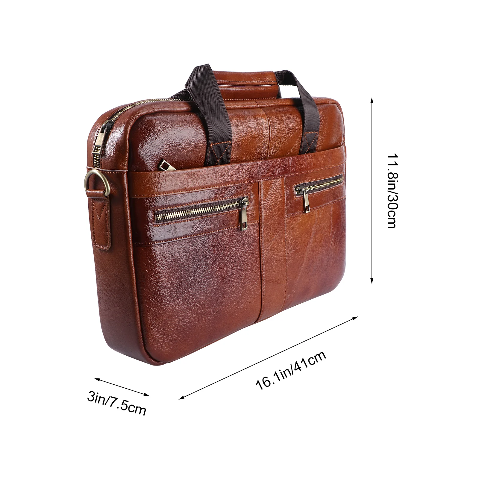 Coffee Durable Business Men's Handbag Large Capacity Shoulder Bag for Travel and Work Men Shoulder Bag