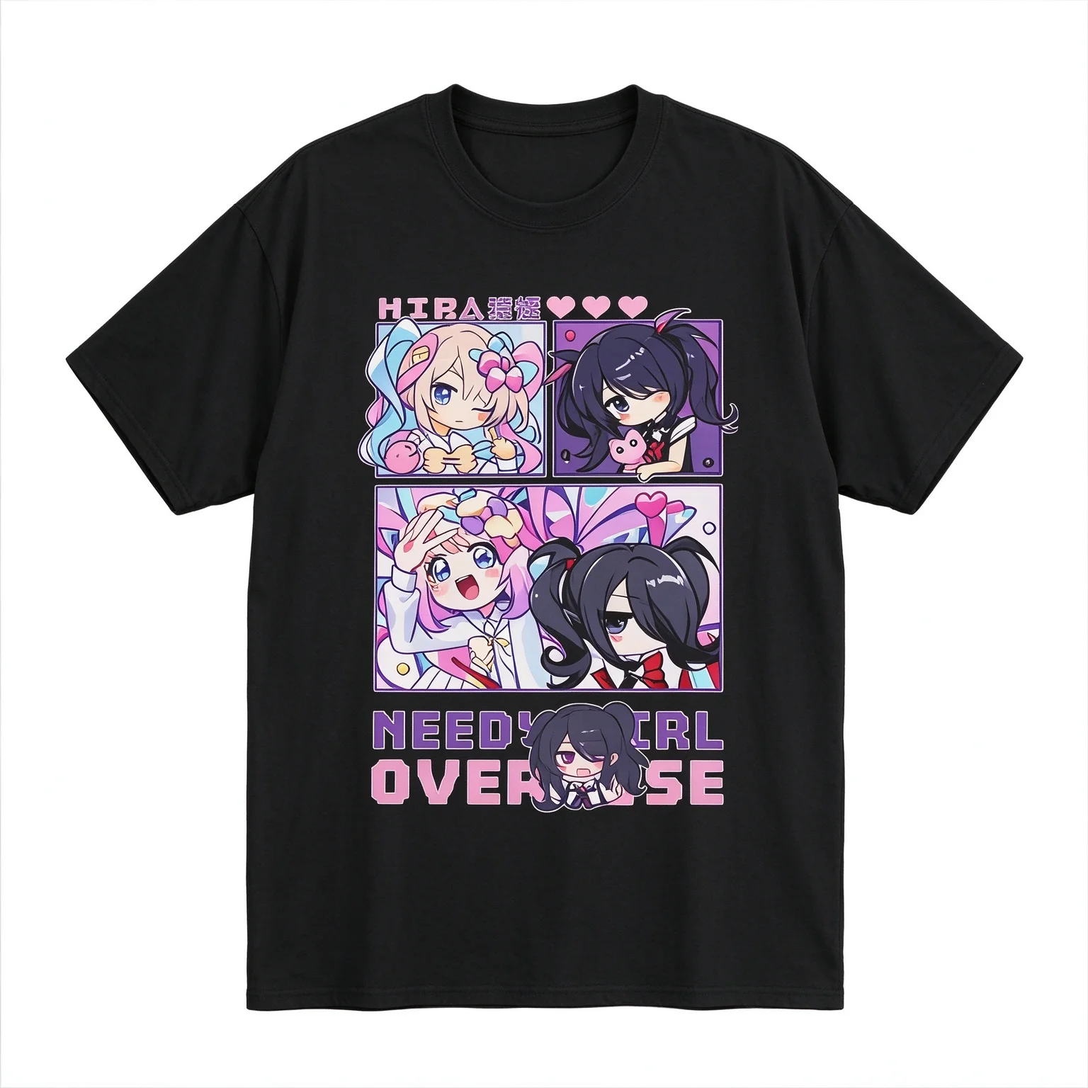 Retro  Needy Girl Overdose T-Shirt KAngel Ame Chan Print Short Sleeve Tee Unisex Streetwear Tops Summer Casual Anime Merch Gift
