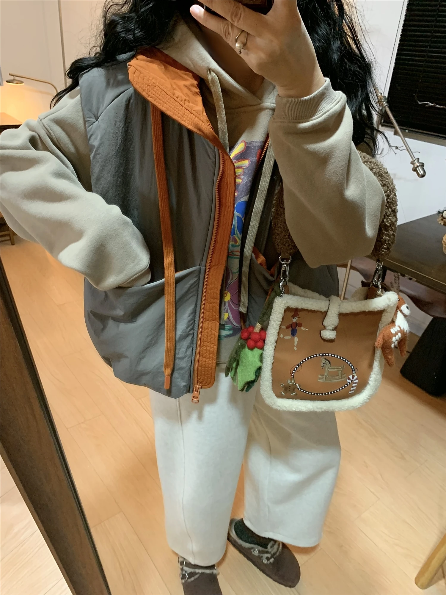 

QinEition Women's Wool Blend Vest Warm Collar Zipper Closure Color Blo Design Thiened Winter Outerwear Faion Commute Sle