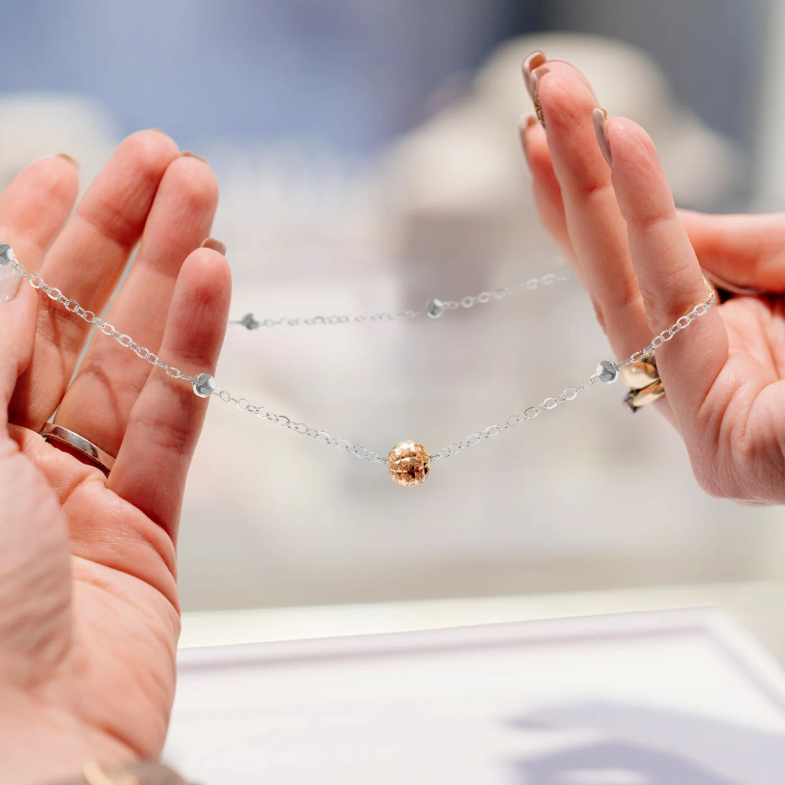 

10M Silver Ball Chain DIY Hairpin Necklace Supplies 3.5MM Skin Friendly Jewelry Making Accessories for Bracelets Chokers Long