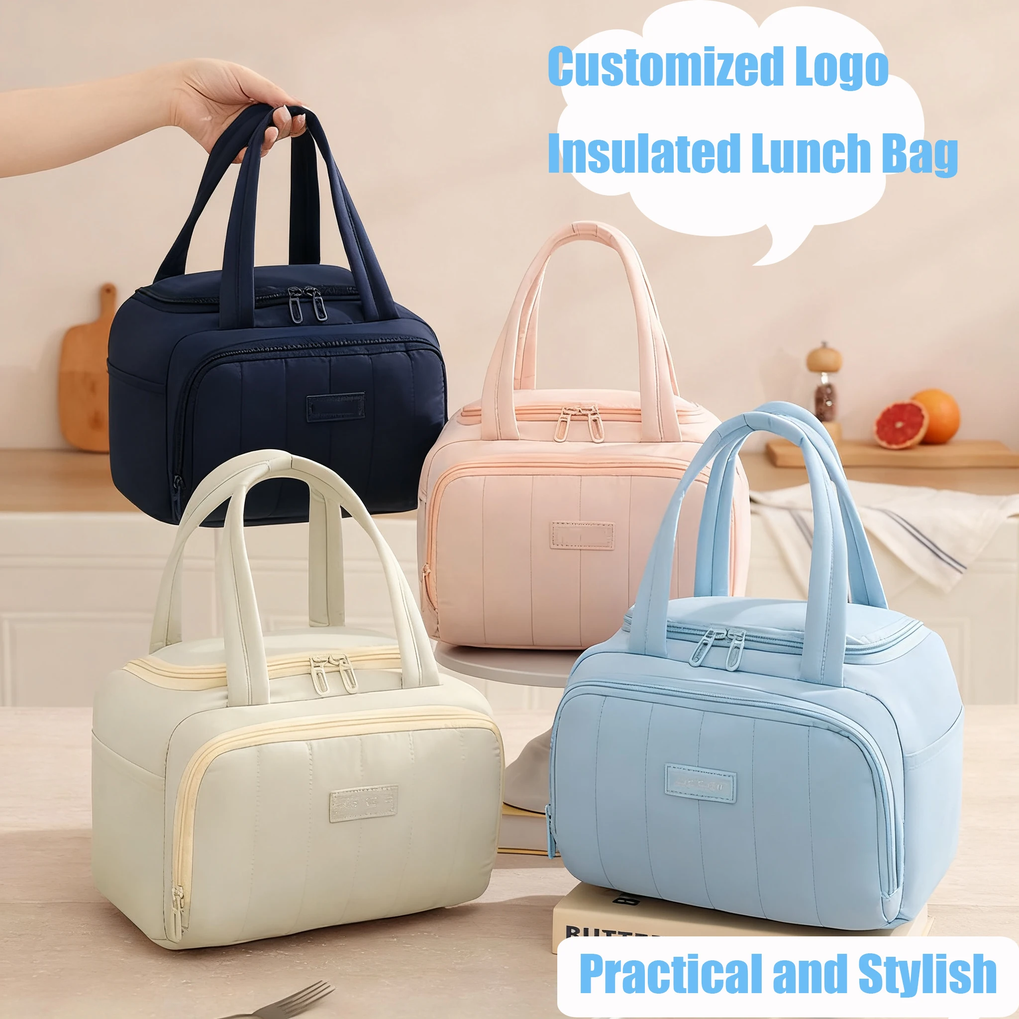 

Custom Logo Waterproof Insulated Lunch Bag Large Capacity Leakproof Stain Resistant Pouch Durable Portable for Work School Party