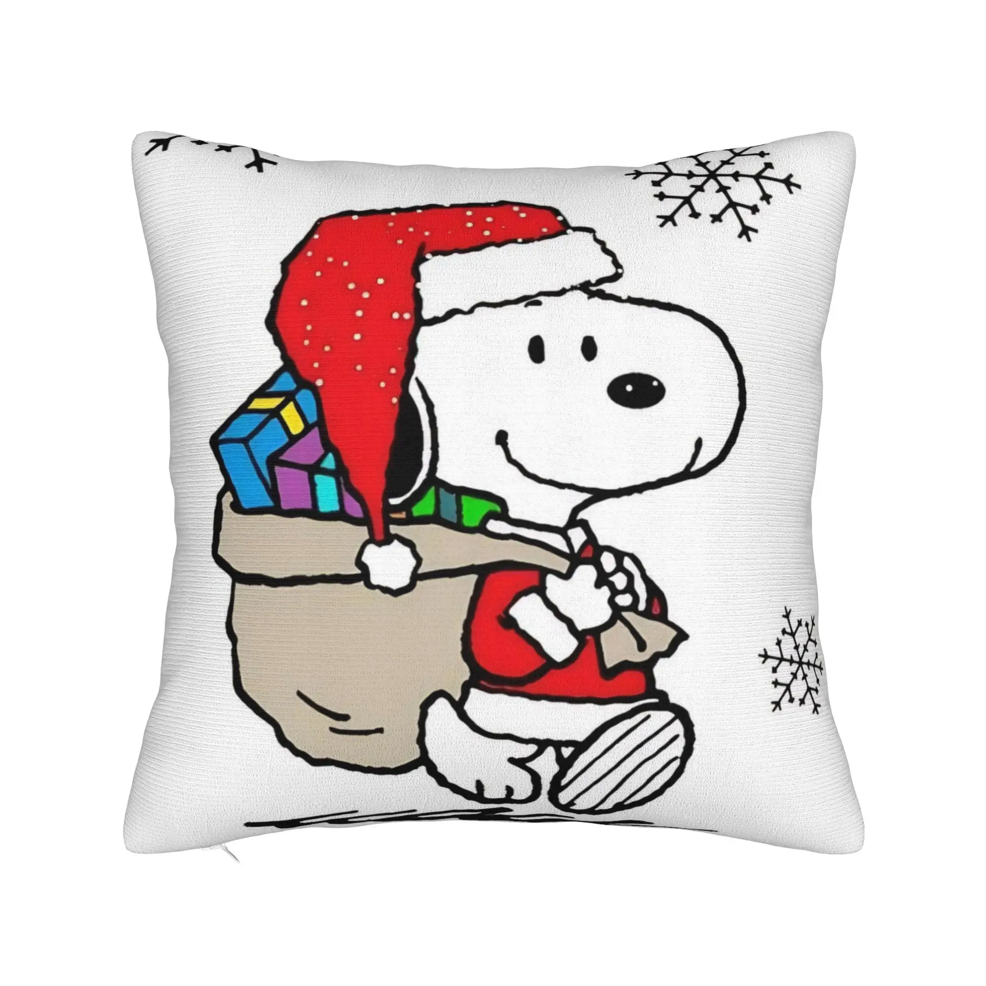 S-Snoopys Xmas Snowman Santa Square Pillow Covers Polyester Sofa  Cushion Case Cool Home Decoration Throw Pillow Case 45*45