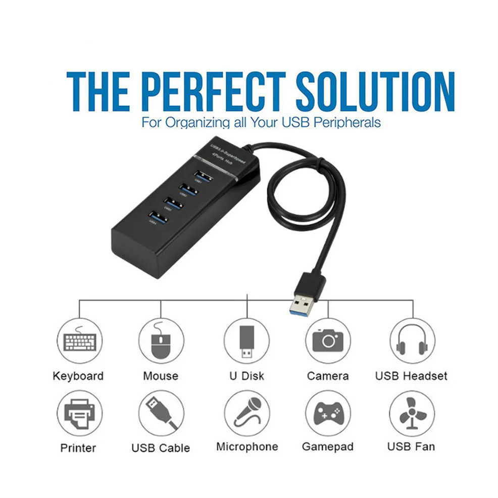 4 Ports USB Hub USB 3.0 HUB High Speed USB Hub With Indicator Light For Computer Laptop Desktop PC Multi-device USB HUB Adapter