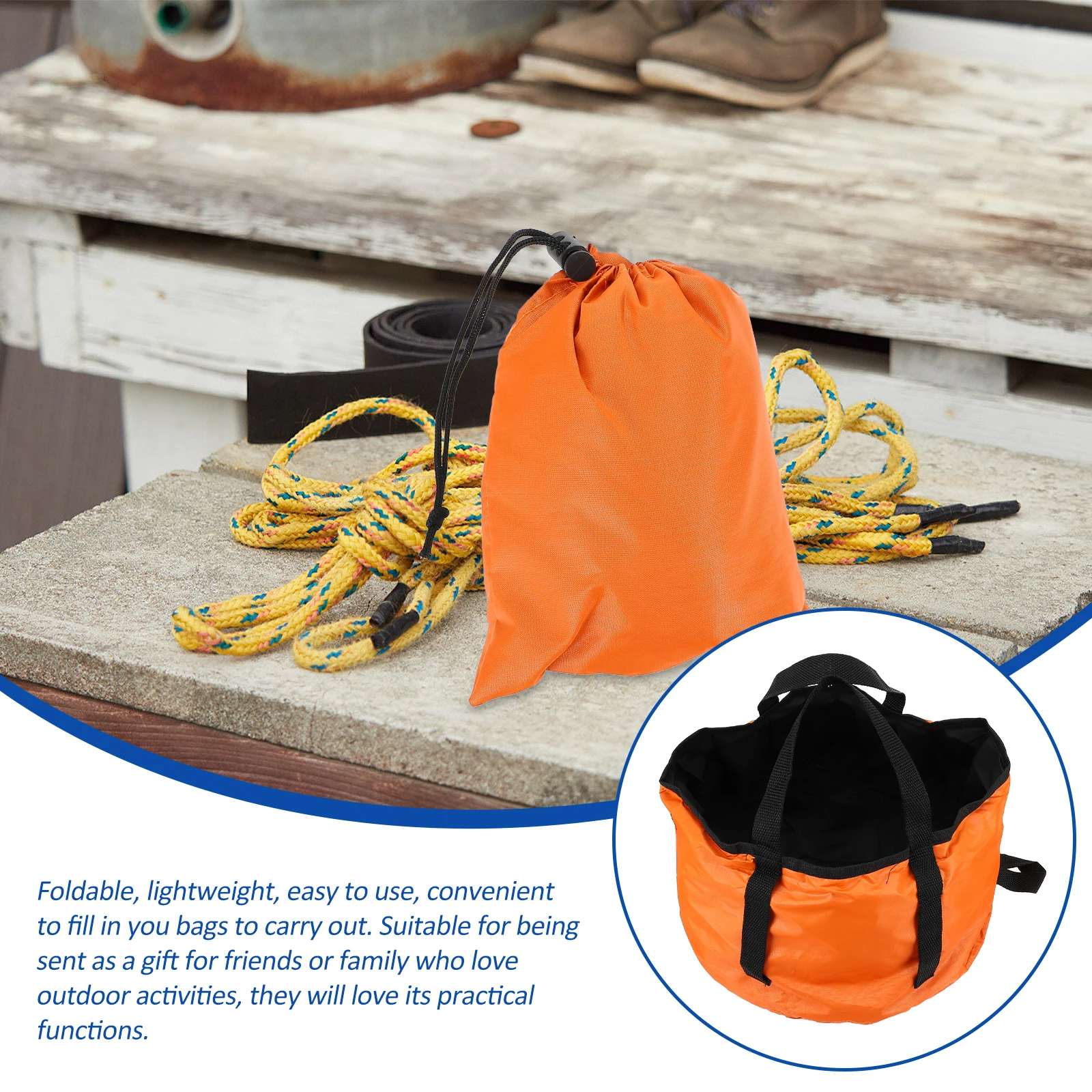 

Foldable Portable Water Bucket Waterproof Camping Outdoor Sports Lightweight Collapsible Easy Carry For Hiking Fishing Drifting
