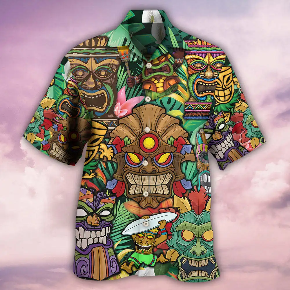 

Casual Printed ort Sve irt Lapel Design Wide Angle Collar Thin Loose Fit Spring Youth Faion Daily Wear Iron Free