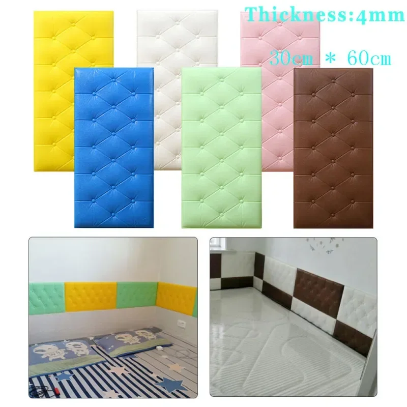 60x30cm Thickened Self-adhesive Bed Head Soft Bag Anti-collision Wall Stickers Tatami Soft Stickers Imitation Soft Bag Bed