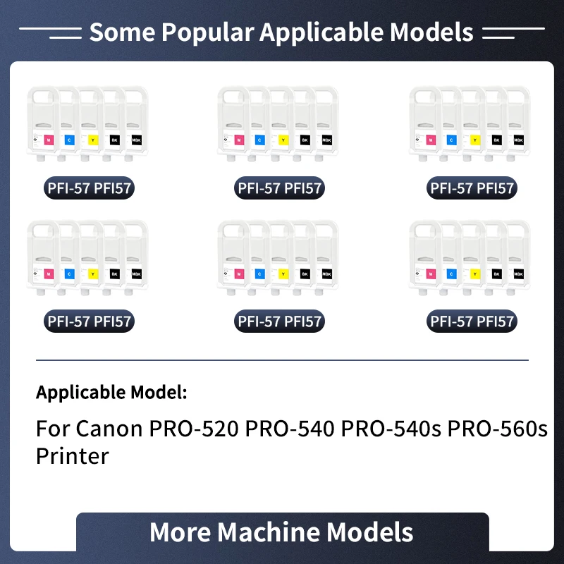 PFI57 PFI 57 Wkład atramentowy wielokrotnego napełniania kompatybilny z drukarką Canon PRO-520 PRO-540 PRO-540s PRO-560s z trwałym chipem 12 kolorów