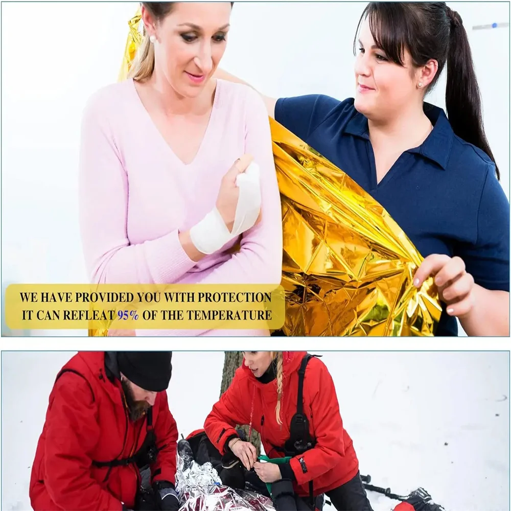 Emergency Blanket Outdoor Survive First Aid Rescue Kit Windproof Waterproof Foil Thermal Blanket for Camping Hiking image 5