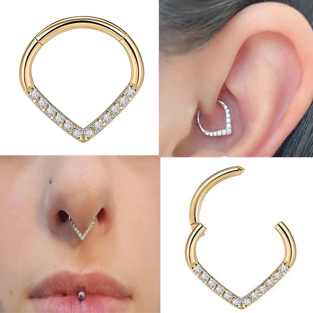 F136 Titanium Implant Grade 16G Hinge 8-10mm Septum Nose Ring Earlobe Pillow Ring Earring Teardrop Septum Piercing Jewelry