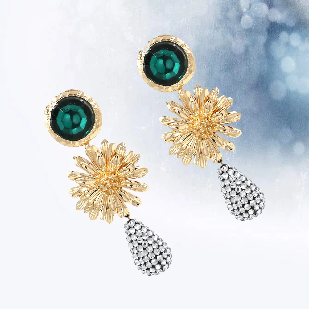 

Metal Floral Earrings Drop Elegant Earbob Jewelry Decoration Women Grace Miss