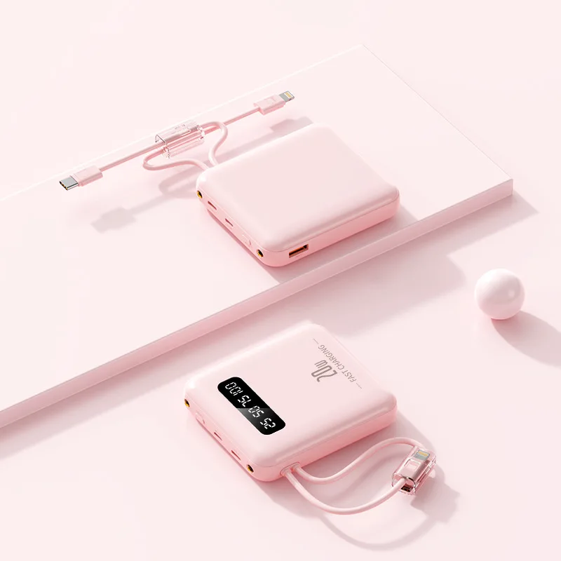 مع كابل بيانات كنز شحن صغير 20000 مللي أمبير شاشة ديجيتال محمولة عالية السعة هدية طاقة متنقلة