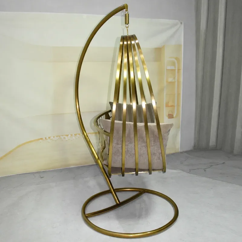 Luxury Single Sofa Chair Stainless Steel Rocking Swing Hanging Chair for Living Room Balcony Outdoor Courtyard High End
