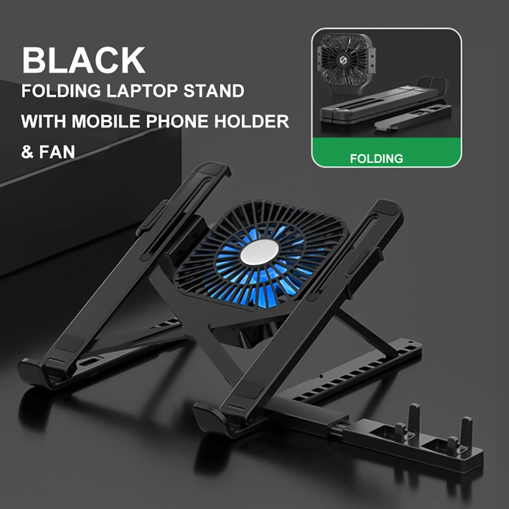 SZJ-075S5 Black Multifunction Laptop Radiator Computer Stand Desktop Raise Shelf Portable Lift with Fan Base