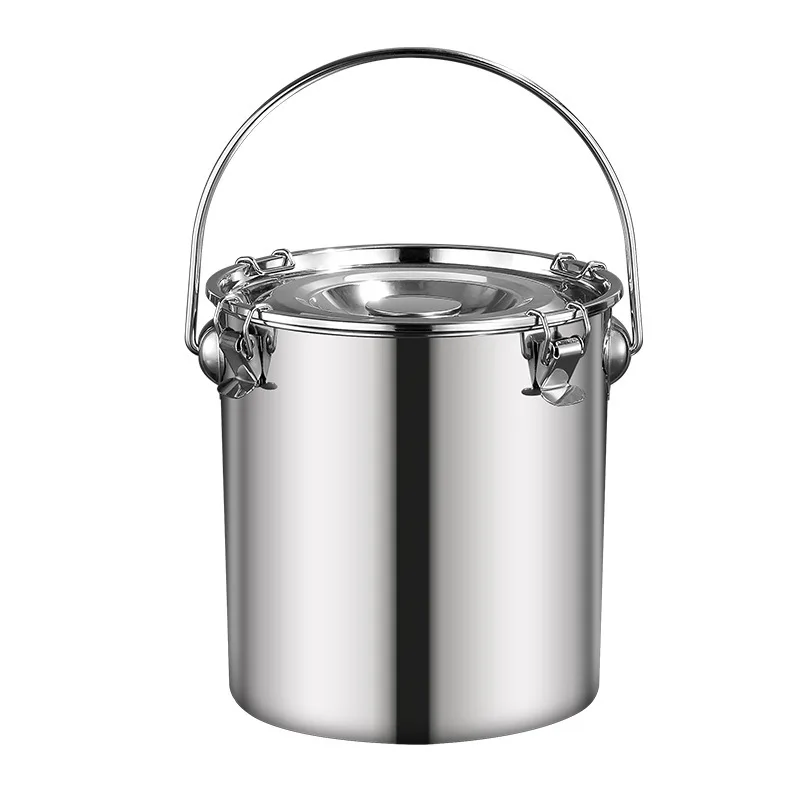 

7L Stainless Steel Sealed Storage Bucket Portable Milk Oil Soup Container Airtight Food Safe Metal Pail for Transport and
