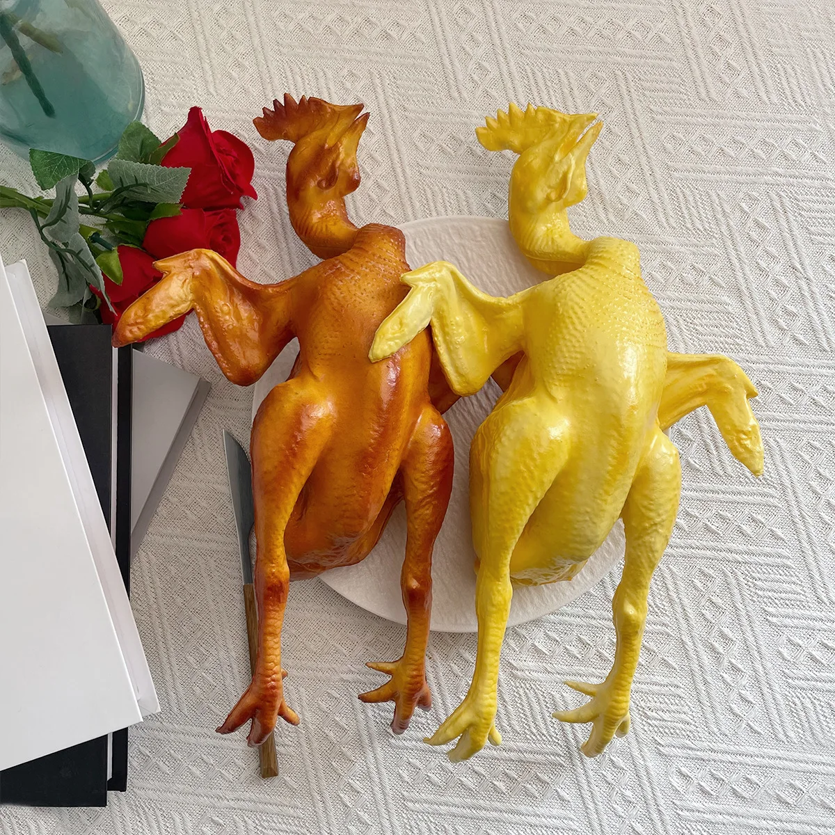 Simulation Roast Chicken Fake Roast Whole Chicken Model, Fake Food Props for Kitchen Ornament, Window Display Sample, TableDecor