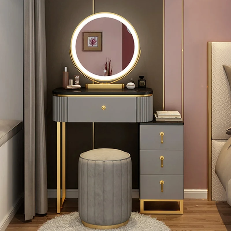 

Light Mirror Vanity Table Luxury Mid Century Modern Console Dressing Table Big Organizer Service Home Furniture