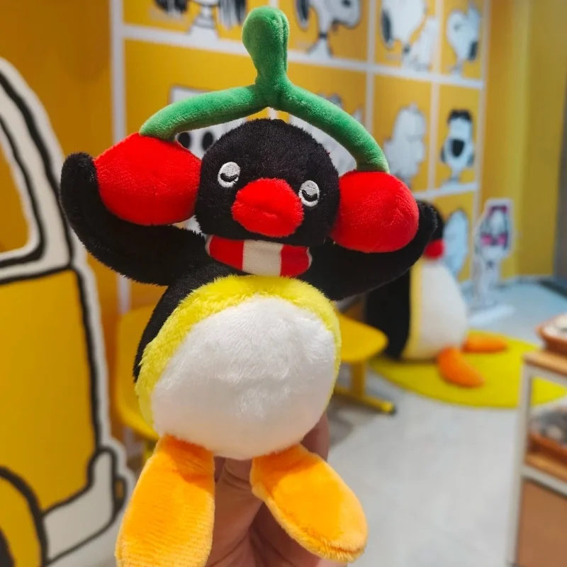 Neue echte Pingu Pinguin Kreative Obst Serie Plüsch-schlüsselanhänger Hören Kirsche Puppe Schöne Weiche Hängende Ornament Weihnachten Geschenk