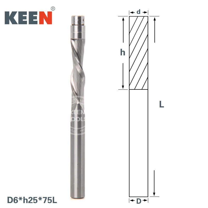 

Two Flute Flush Trim Router Bit Solid Carbide Bearing for Woodworking Spiral Down Cutters End Mill