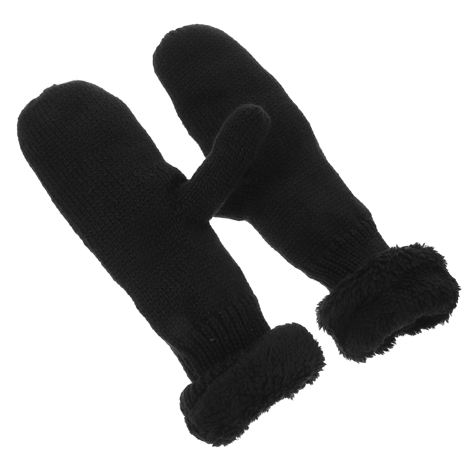 1 Pair Thickened Winter Knit Gloves Warm Fleece Lined For Outdoor Sports Riding Wear-Resistant Portable Adult Gloves