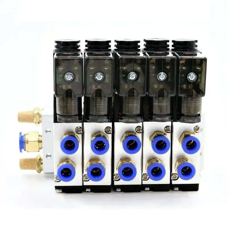 นิวเมติกวาล์วSolenoid 4V210-08 DC 12/24V AC110/220Vตัวเลือกบล็อกท่อไอเสียFitting Multi-Wayผสม 2/3/4 Way