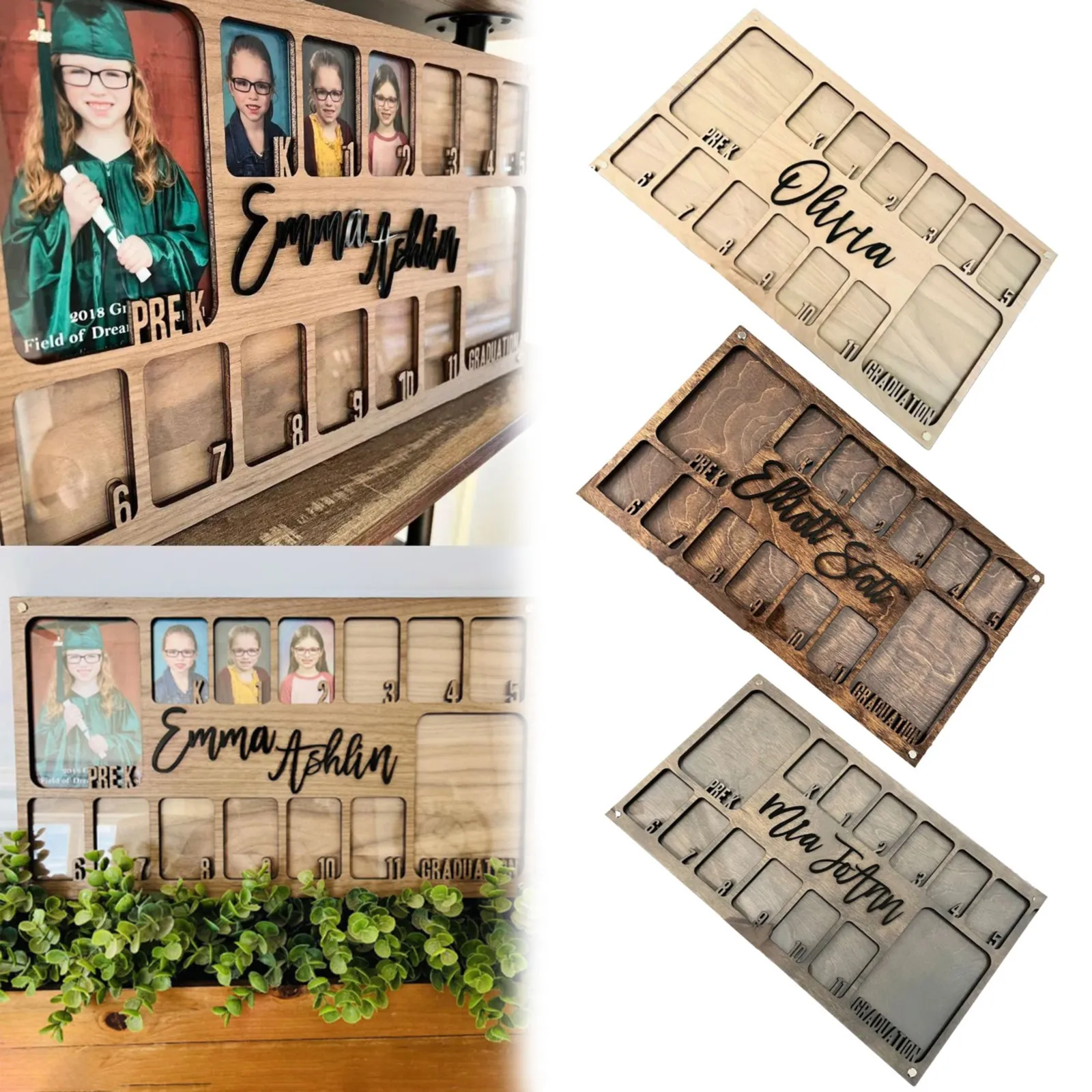

Wooden School Picture Frame Wall-Mounted Handmade School Photo Frame Pre-k-12 Graduation Graduation Picture Frame