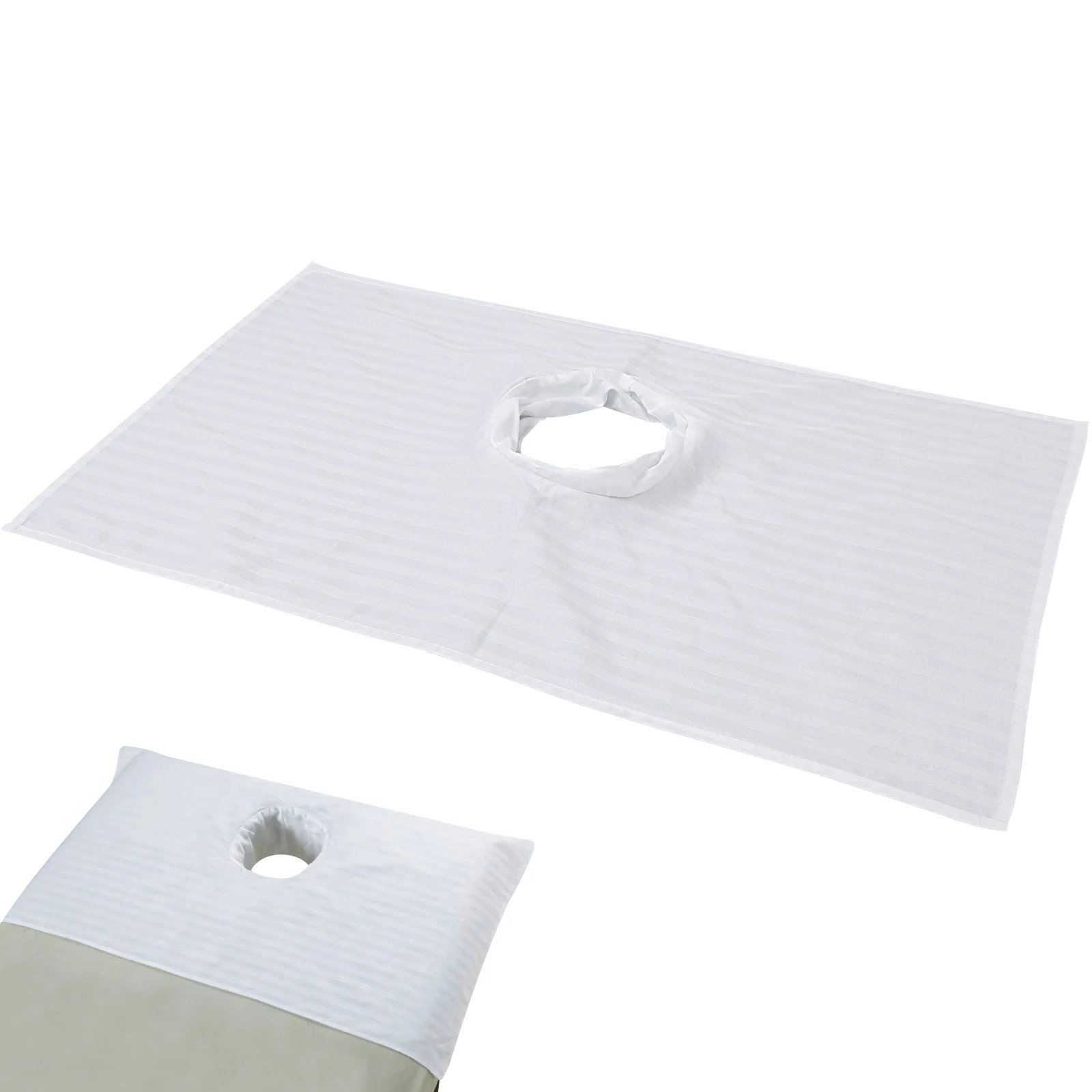 

Massage Table Sheets Disposable Comfortable Beauty Salon Massage Cloth Spa Bed Cover with Hole White Satin Fabric for Face