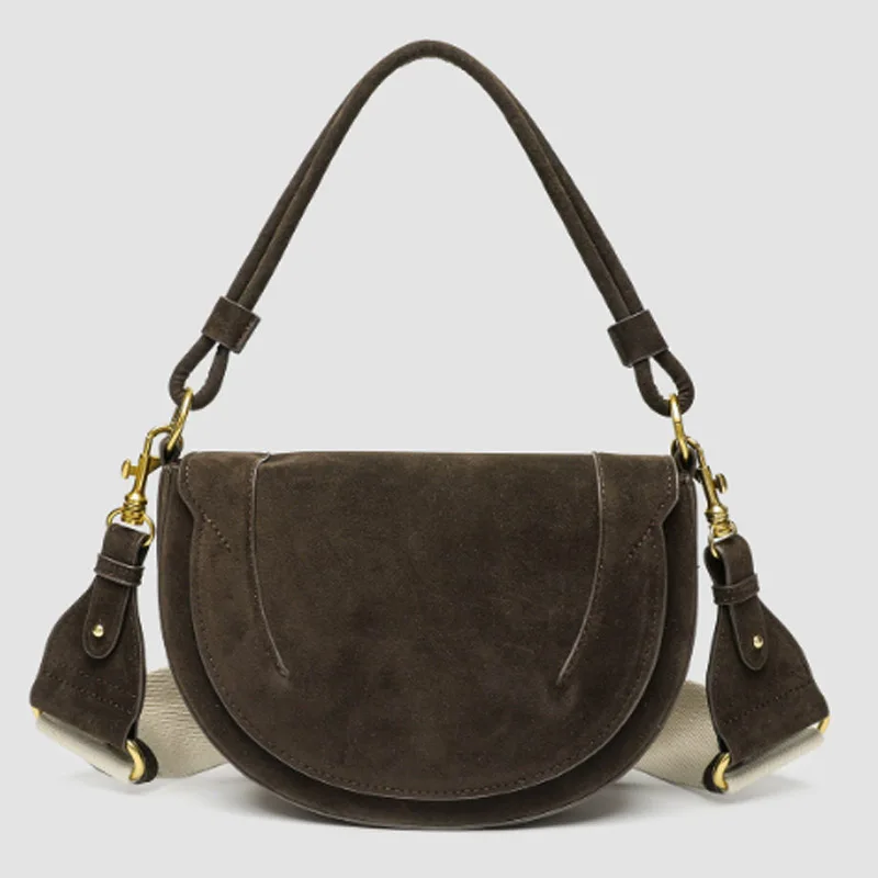 

2026 New Saddle Bag Frosted Magnetic Buckle Flip Decoration Women Handbag Shoulder Crossbody Bag