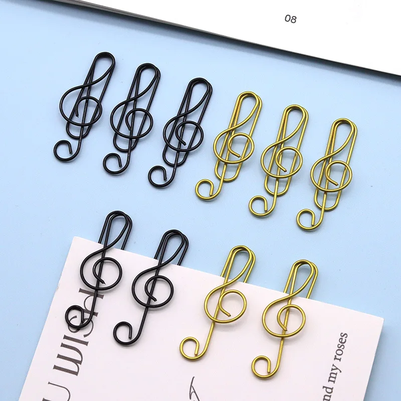 

High-note Paper Clip Metal Creative Special-shaped Book Tag Clip I Love Music Note Clip Paperpins Gold and Black Stationery