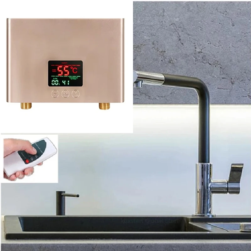 Pemanas Air Instan 220V 5500W Pemanas Listrik yang Dipasang di Dinding untuk Kamar Mandi, Pancuran Air Panas, dan Pemanas Dapur Rumah-TCES