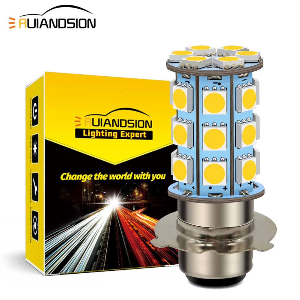 

Ruiandsion P15D-25-3 Motorcycle Headlight LED 6-30V For Motorbike Scooter Street Bike Hi/Lo Beam Bulb Auxiliary Headlamp 4300K