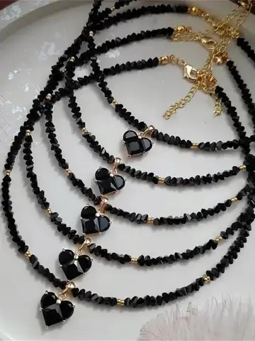 Fashion Vintage Sexy Zircon Heart Pendant Necklace For Women Female Boho Geometric Baroque Transparent Crystal Chain Jewelry