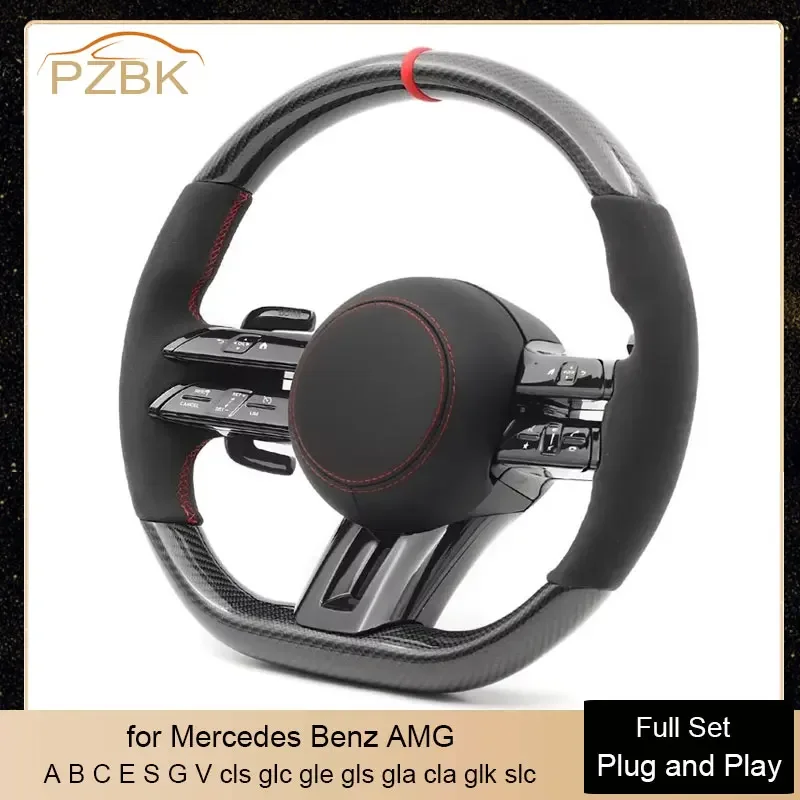 

Карбоновый автомобильный руль Plug and Play для Mercedes Benz AMG W204 W205 W212 W213 W221 W222 E63 E63S E63 S63 C63 Cls Glc Gle