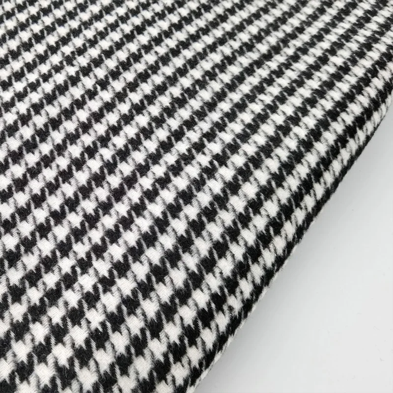 1M2M Black White Plaid Houndstooth Pattern Thickened Cashmere Like Woolen Cloth Fabric Autumn Winter Fabric Diy Hand Sewing