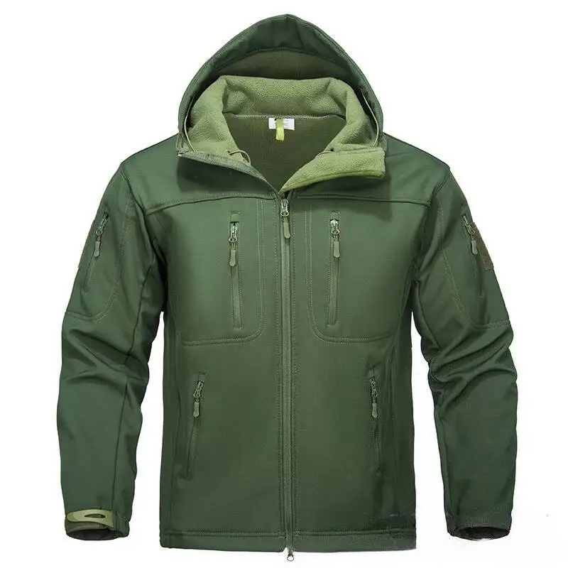 

New Winter Men's Outdoor Softshell Set Shark Skin Fleece Lined Warm Tactical Softshell Thermal Set Windproof Breathable Jacket