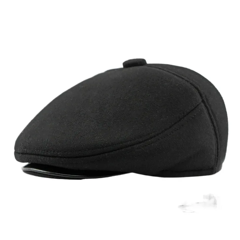 

Middle-aged And Elderly Advance Hats Men's Autumn And Winter Earflaps Warm Peaked Cap British Retro Five Pieces Beret Tide