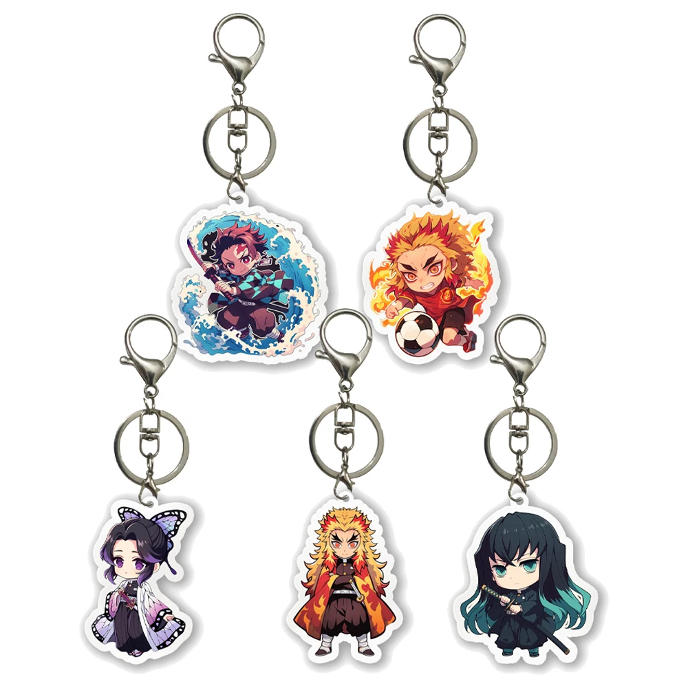 DIY llavero acrílico casero de dibujos animados Demon Slayer Tanjirou Kochou Shinobu Kyoujurou Anime bolsa periférica colgante regalo de vacaciones