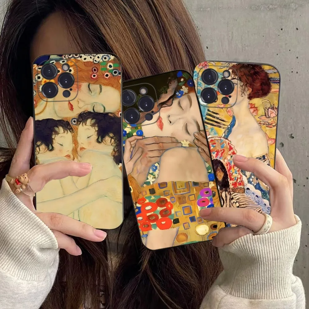 The Kiss Gustav Klimt Painting Phone Case For iPhone 15 14 11 12 13 Mini Pro XS Max Cover 6 7 8 Plus X XR SE 2020 Funda Shell