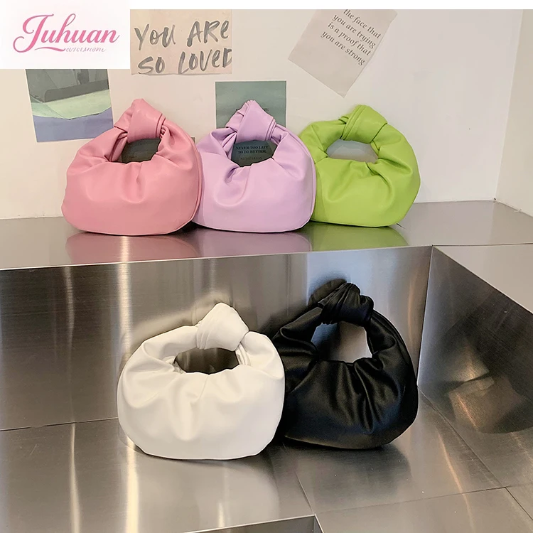 

Красочная мягкая кожаная плиссированная сумка с круглым кольцом, новинка лета 2024, уникальный минималистичный дизайн, женская модная универсальная сумка на запястье