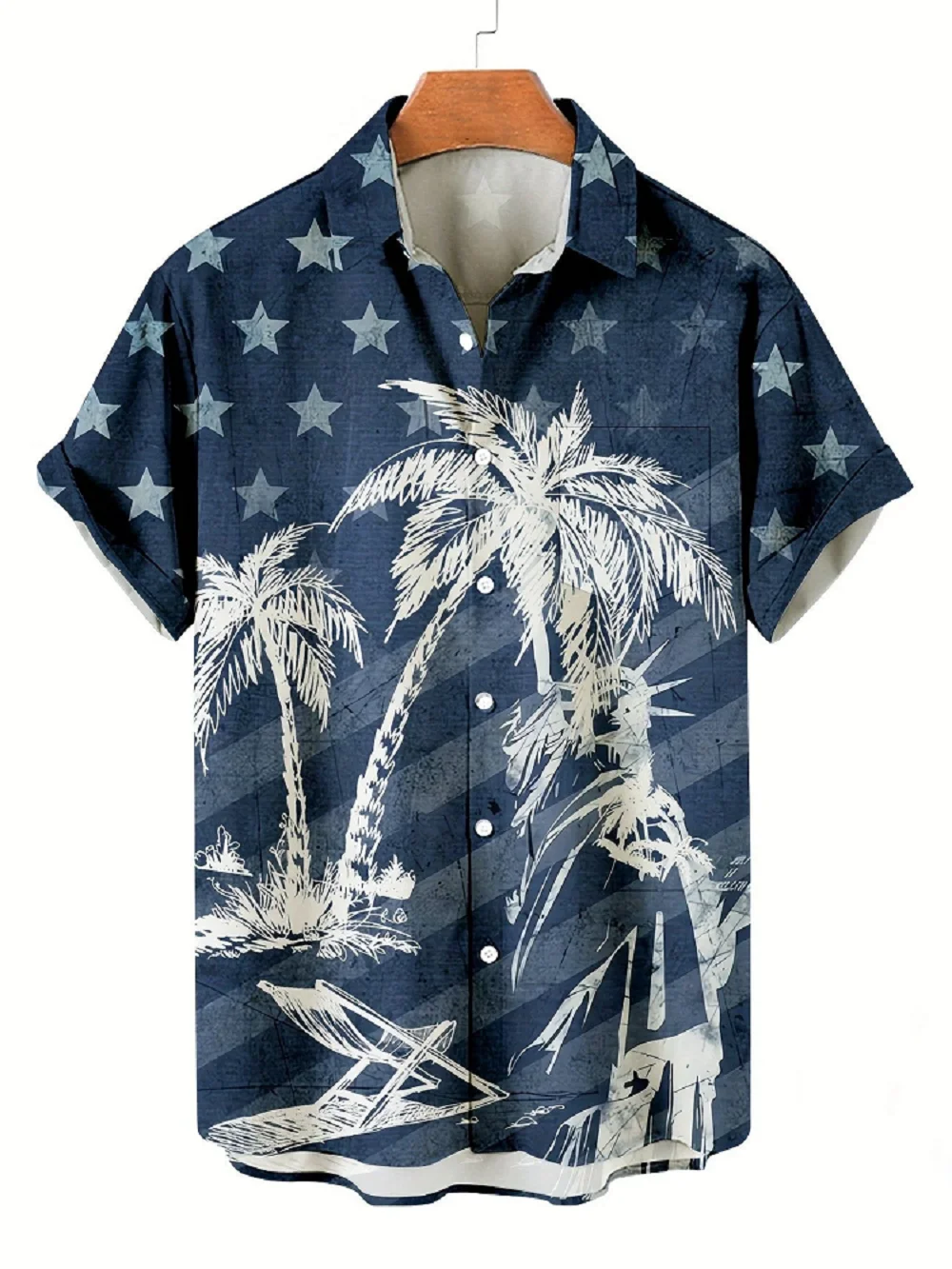 Summer Men's Shirts Fashion American Independence Day Flag Printed Shirts Graphic Short Sleeve Beach Shirts Wear Boys Girls Tops