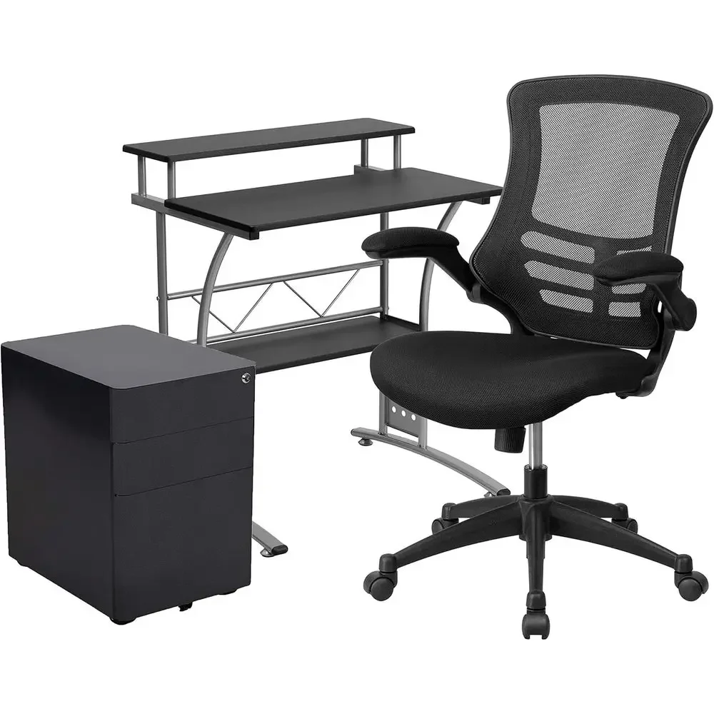 Special OfferEMMA + OLIVER Work Rom Home Kit-Computer Desk, Ergonomic Oice Chair, Mobile Iling Cabinet