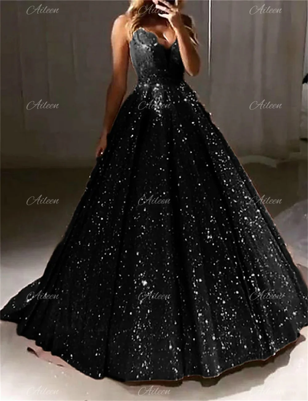 Shiny Formal Dresses Champagne V-neck Wedding Dress A-line Robe Evening Dresses Long Luxury 2023 Occasion Cocktail Home Women\'s