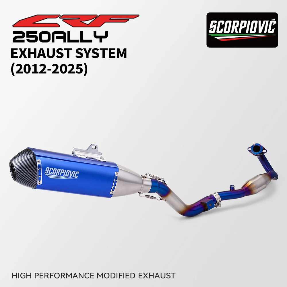 

FOR CRF250RALLY CRF250L T158 S118/51mm (2012-2025) Motorcycle Stainless Steel Blue Front Exhaust System Set Muffler