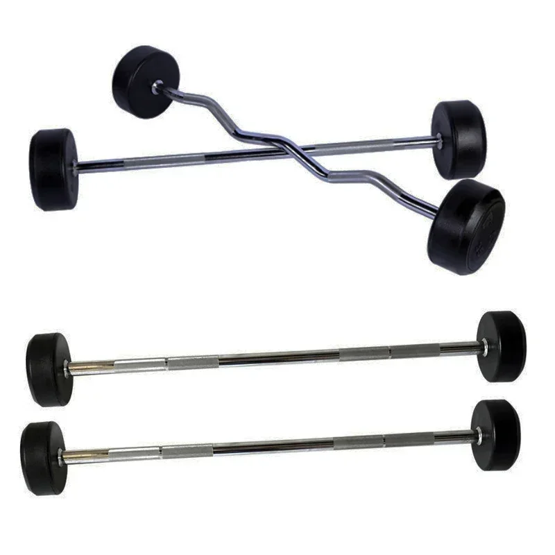 Round Rubber Coated Curl Fixed Bar Barbell Set Fixed Barbell for Weight Lifting 2026