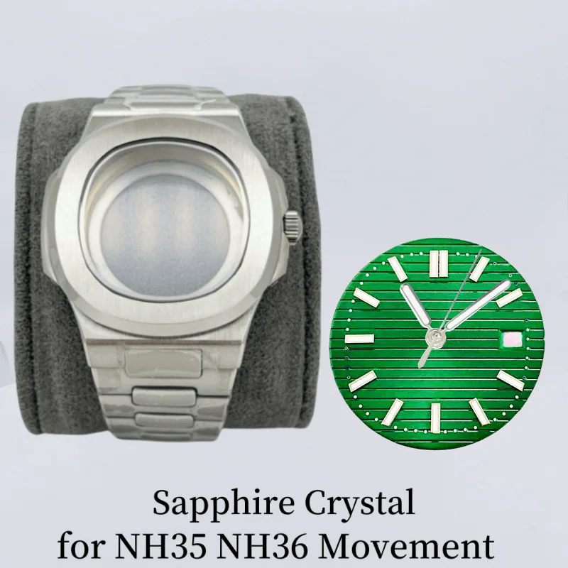41mm Watch Case Silver for PP Nautilus PP NH35/36/38/70/72 Automatic Movement Fit 30.5mm Dial Sapphire Crystal 316l Accessories