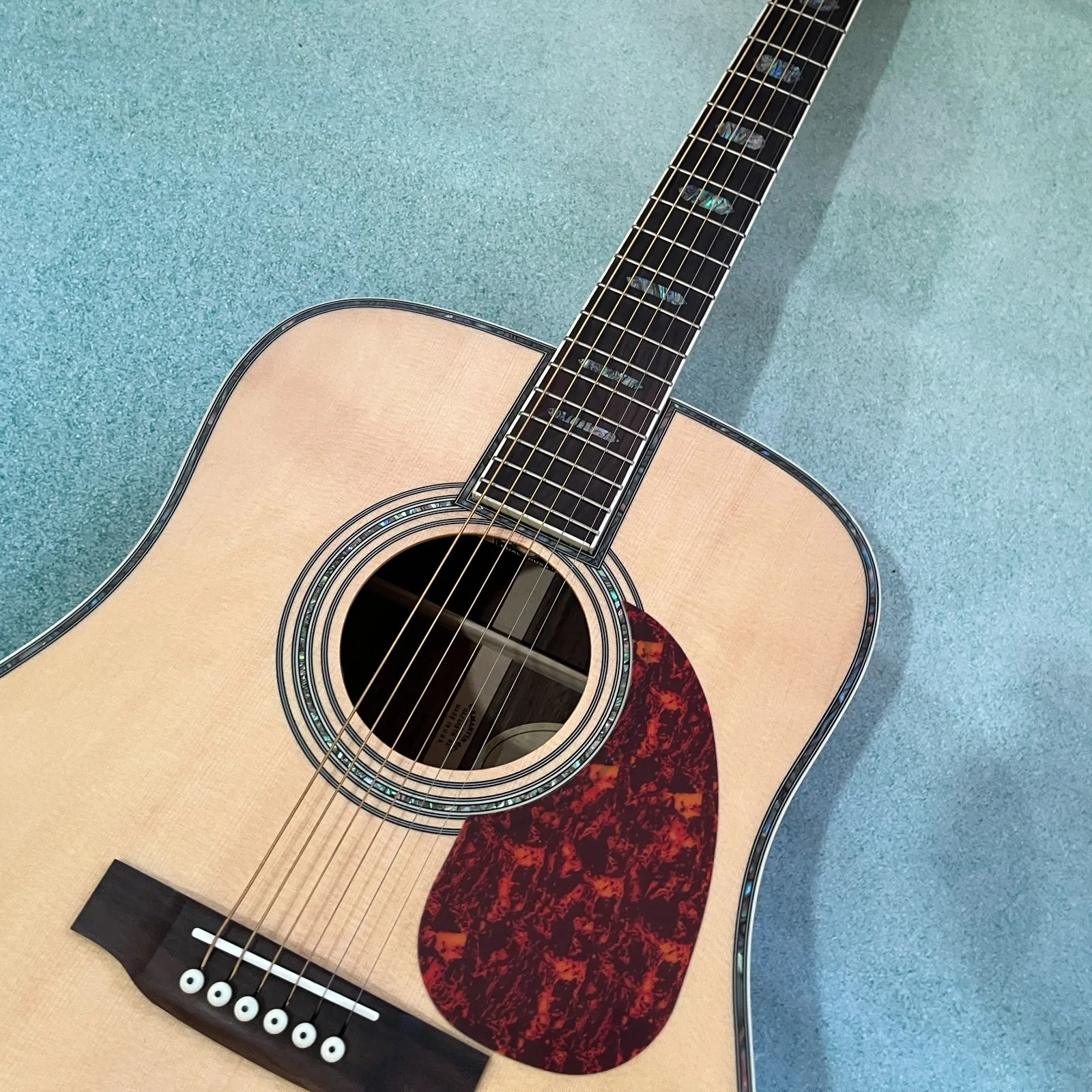 جيتار صوتي D45 مع بيك اب ترصيع أذن البحر الصلبة من خشب التنوب #1