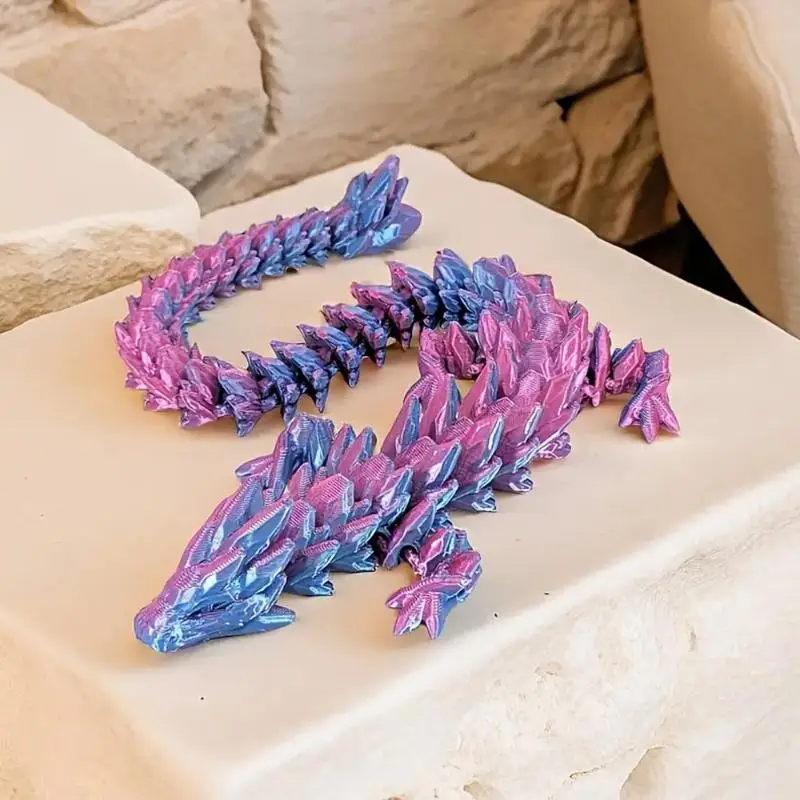 3D Printed Gemstone Dragon Figurine,Iridescent Plastic Desktop Ornament,Art Craft Bedroom Office Decor Gift For Birthday