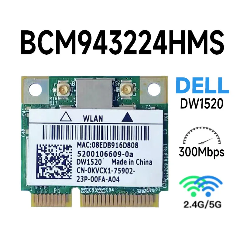 MINI PCI-E WIFI Card DW1520 BCM4322 Wireless AGN Broadcom BCM94322HM8 Lfor DELL