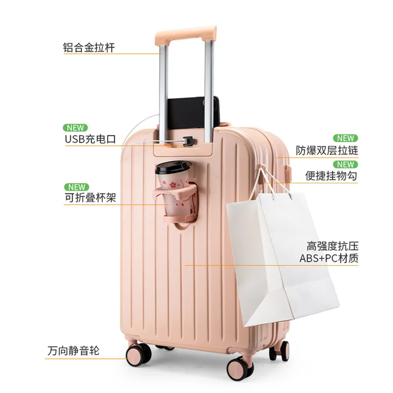 (006) Small fresh luggage password box travel suitcase durable trolley boarding case